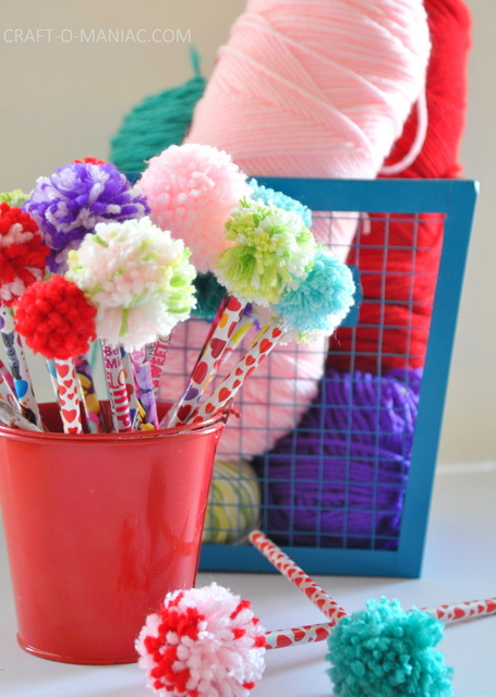 http://www.craft-o-maniac.com/wp-content/uploads/2015/01/yarn-pom-pom-pencils.jpg