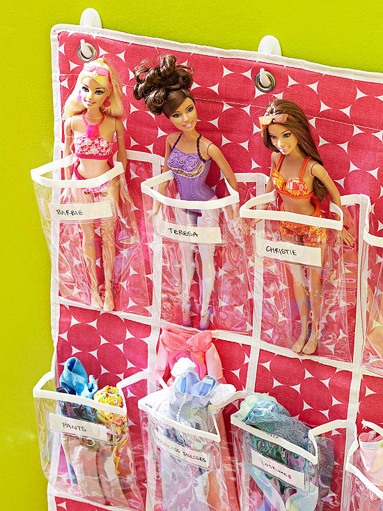 organized barbie dolls
