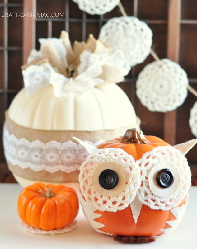 diy embellished faux pumpkins vintage and owl6