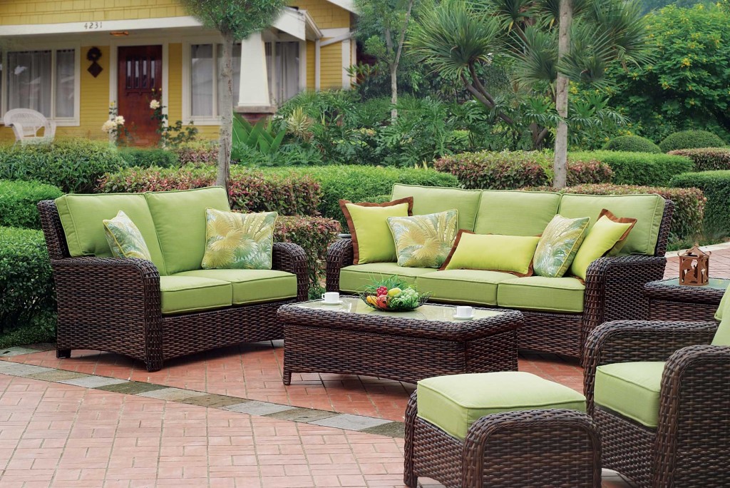 green wicker furniture