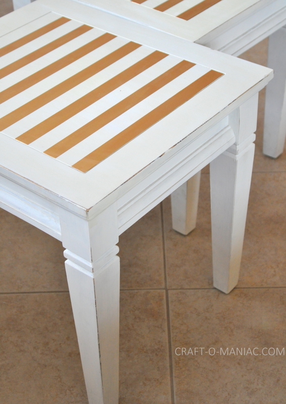 top posts diy gold striped end tables